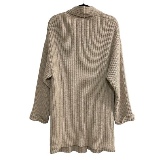 BARBARA BUI Wool Ribbed Long Button Front Cardigan Sweater Tan L - Picture 5 of 8